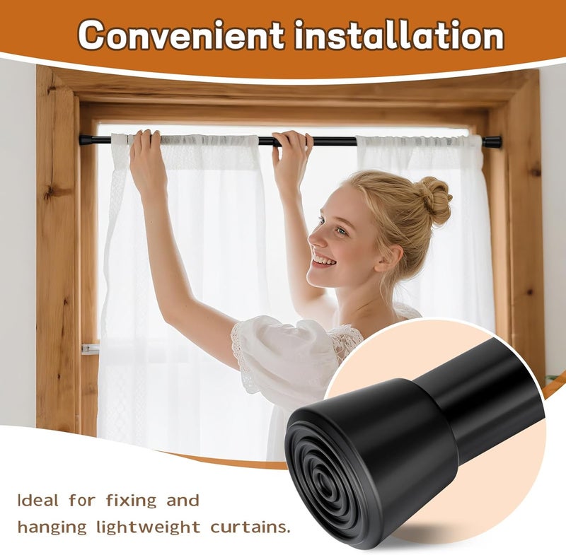 WindBreath Spring Tension Rods 29-42 Inches Adjustable Small Short Curtain Rod No Drill Anti-slip for Windows,Kitchen,Bathroom,Doors,Closet,Doorway 30 to 41 inch (Black) - Image 5